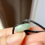 A-Grade Natural Bluish Green Jadeite Bagel on Infinity Silk Cord Bracelet No.190408