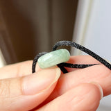 A-Grade Natural Bluish Green Jadeite Bagel on Infinity Silk Cord Bracelet No.190408