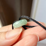 A-Grade Natural Bluish Green Jadeite Bagel on Infinity Silk Cord Bracelet No.190408