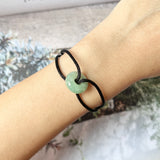 A-Grade Natural Bluish Green Jadeite Bagel on Infinity Silk Cord Bracelet No.190408