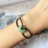 A-Grade Natural Bluish Green Jadeite Bagel on Infinity Silk Cord Bracelet No.190408