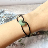 A-Grade Natural Bluish Green Jadeite Bagel on Infinity Silk Cord Bracelet No.190408