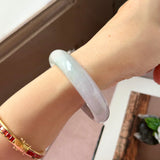 51.7mm A-Grade Lavender Green Jadeite Modern Round Bangle No.152160