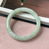 60.1mm A-Grade Light Green Jadeite Modern Round Bangle No.152153