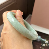 60.1mm A-Grade Light Green Jadeite Modern Round Bangle No.152153
