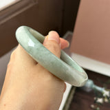 60.1mm A-Grade Light Green Jadeite Modern Round Bangle No.152153
