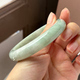 60.1mm A-Grade Light Green Jadeite Modern Round Bangle No.152153