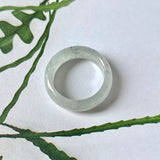 18.2mm A-Grade Natural Light Grey Jadeite Abacus Ring Band No.161493