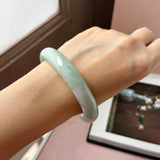 60.1mm A-Grade Light Green Jadeite Modern Round Bangle No.152153