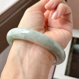 60.1mm A-Grade Light Green Jadeite Modern Round Bangle No.152153