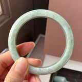 60mm A-Grade Light Green Jadeite Modern Round Bangle No.152154