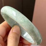 60mm A-Grade Light Green Jadeite Modern Round Bangle No.152154
