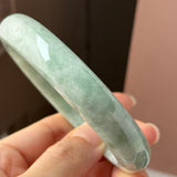 60mm A-Grade Light Green Jadeite Modern Round Bangle No.152154
