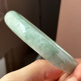 60mm A-Grade Light Green Jadeite Modern Round Bangle No.152154
