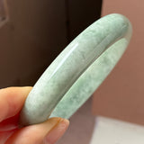 60mm A-Grade Light Green Jadeite Modern Round Bangle No.152154