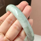 60mm A-Grade Light Green Jadeite Modern Round Bangle No.152154