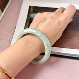 60mm A-Grade Light Green Jadeite Modern Round Bangle No.152154