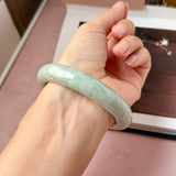 60mm A-Grade Light Green Jadeite Modern Round Bangle No.152154