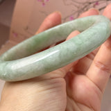 66.7mm A-Grade Light Green Jadeite Modern Round Bangle No.152151