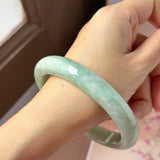 66.7mm A-Grade Light Green Jadeite Modern Round Bangle No.152151