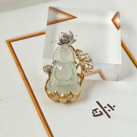 Icy A-Grade Natural Jadeite Goddess Of Mercy (Guan Yin) Pendant No.172818