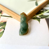 A-Grade Bluish Green Jadeite Pea Pod Pendant No.172279