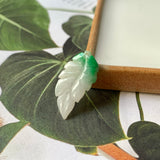 A-Grade Moss On Snow Jadeite Leaf Pendant No.172280