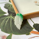 A-Grade Moss On Snow Jadeite Leaf Pendant No.172280