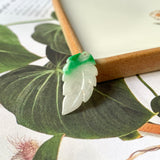 A-Grade Moss On Snow Jadeite Leaf Pendant No.172280