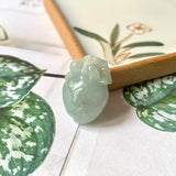 A-Grade Light Bluish Green Jadeite Peach Pendant No.172281