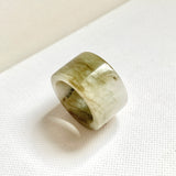 17.2mm A-Grade Natural Yellowish Green White Jadeite Archer Ring Band No. 161922