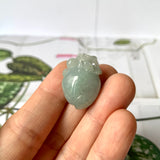 A-Grade Light Bluish Green Jadeite Peach Pendant No.172281