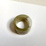 17.2mm A-Grade Natural Yellowish Green White Jadeite Archer Ring Band No. 161922