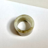 17.2mm A-Grade Natural Yellowish Green White Jadeite Archer Ring Band No. 161922