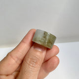 17.2mm A-Grade Natural Yellowish Green White Jadeite Archer Ring Band No. 161922