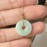 A-Grade Natural Light Yellowish Green Jadeite Ancient Coin Donut Pendant No.172823