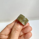 17.2mm A-Grade Natural Yellowish Green White Jadeite Archer Ring Band No. 161922