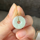 A-Grade Natural Light Yellowish Green Jadeite Ancient Coin Donut Pendant No.172823