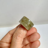 17.2mm A-Grade Natural Yellowish Green White Jadeite Archer Ring Band No. 161922