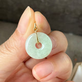 A-Grade Natural Light Yellowish Green Jadeite Ancient Coin Donut Pendant No.172823