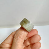 17.2mm A-Grade Natural Yellowish Green White Jadeite Archer Ring Band No. 161922