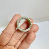 17.2mm A-Grade Natural Yellowish Green White Jadeite Archer Ring Band No. 161922