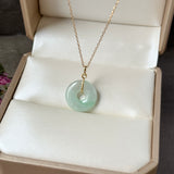 A-Grade Natural Moss On Snow Jadeite Ancient Coin Donut Pendant No.172820