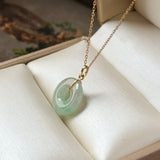 A-Grade Natural Moss On Snow Jadeite Ancient Coin Donut Pendant No.172820