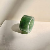 17.2mm A-Grade Natural Bluish Green Jadeite Archer Ring Band No. 161929