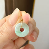 A-Grade Natural Moss On Snow Jadeite Ancient Coin Donut Pendant No.172820