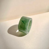 17.2mm A-Grade Natural Bluish Green Jadeite Archer Ring Band No. 161929