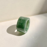 17.2mm A-Grade Natural Bluish Green Jadeite Archer Ring Band No. 161929