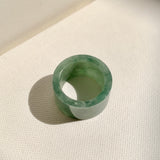 17.2mm A-Grade Natural Bluish Green Jadeite Archer Ring Band No. 161929