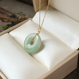 A-Grade Natura Moss On Snow Jadeite Ancient Coin Donut Pendant No.172824